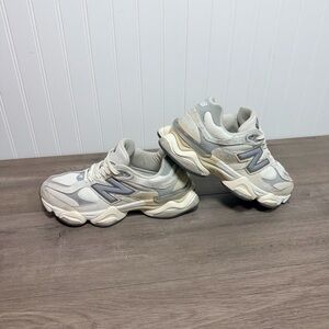 New Balance Cream and Gray Athletic Shoes